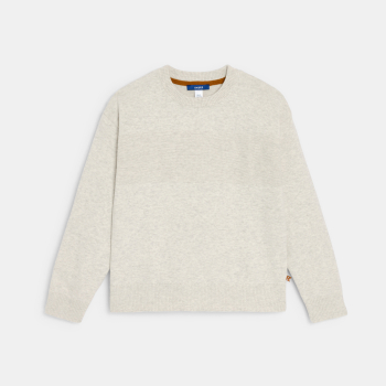 Pull col rond uni écru Garçon
