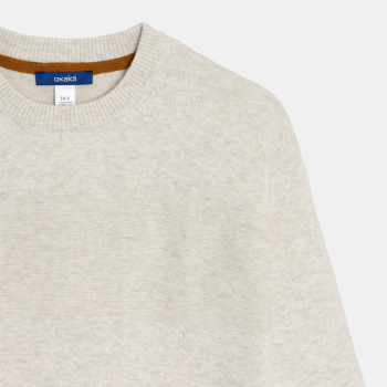 Pull col rond uni écru Garçon