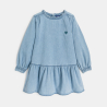 Robe courte en jean light broderie cœur bleu Fille