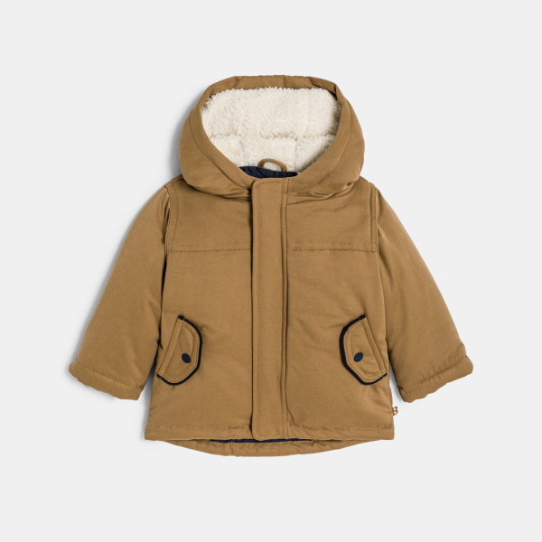 Manteau doublé 2 en 1 marron bébé garçon