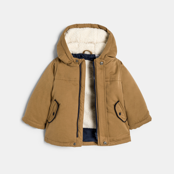 Manteau doublé 2 en 1 marron bébé garçon