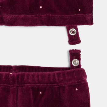 Pyjama velours chat bordeaux bébé fille
