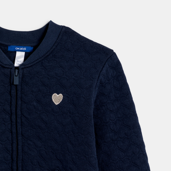 Teddy en molleton matelassé cœur bleu marine Fille