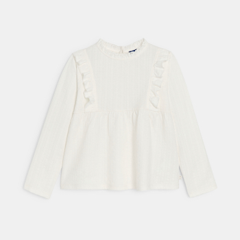 Blouse romantique volantée blanc Fille