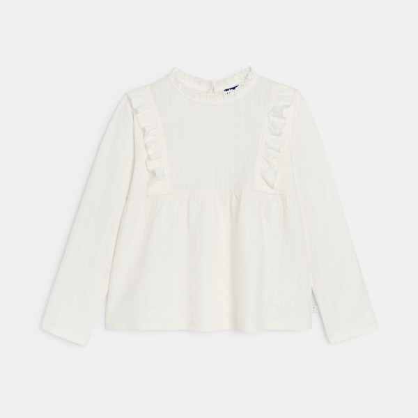 Blouse romantique volantée blanc Fille