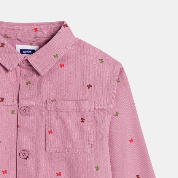 Veste en toile motif papillon rose Fille