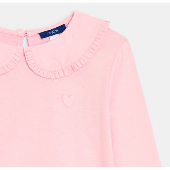 T-shirt manches longues col Claudine rose Fille