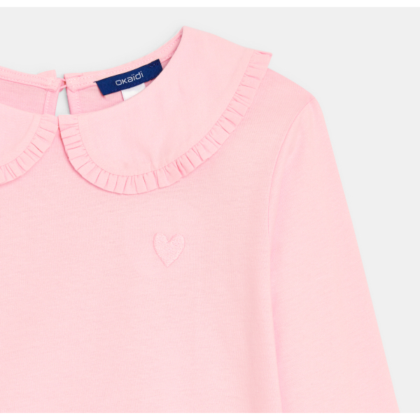 T-shirt manches longues col Claudine rose Fille