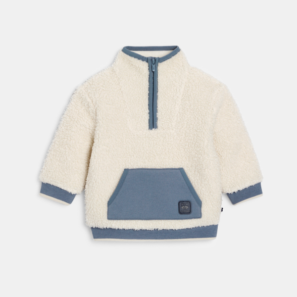 Sweat camionneur sherpa blanc bébé garçon