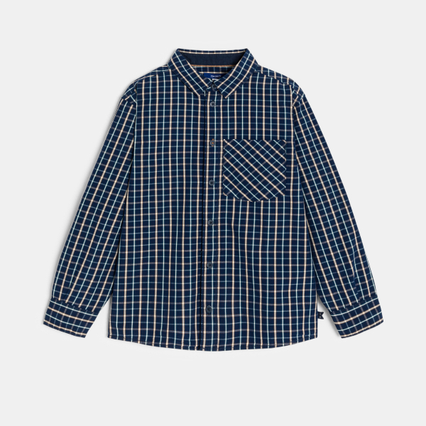 Chemise à carreaux bleu marine Garçon