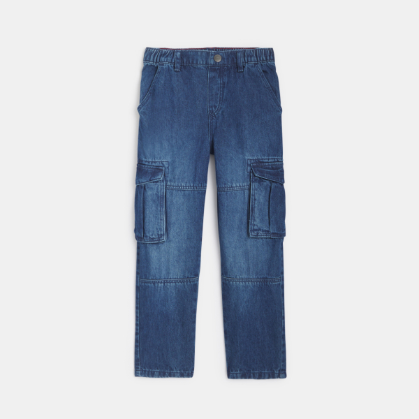 Jean cargo bleu délavé Garçon