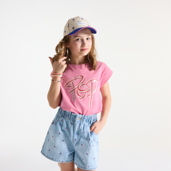 T-shirt à message pop rose Fille