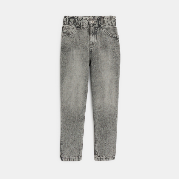 Jean à taille élastiquée gris Fille