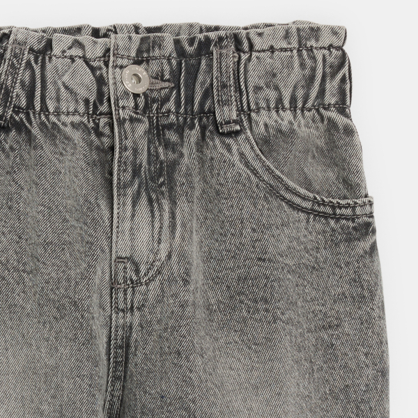 Jean à taille élastiquée gris Fille