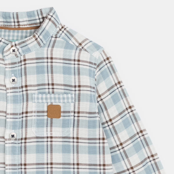 Chemise à carreaux tubique bleu bébé garçon