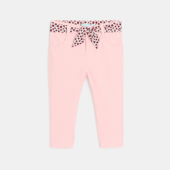 Pantalon velours ceinture léopard rose bébé fille
