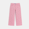 Pantalon large en toile motif papillon rose Fille