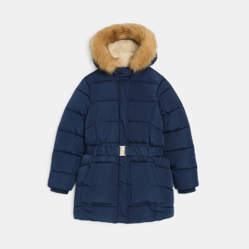 Parka matelassée déperlante bleu marine Fille