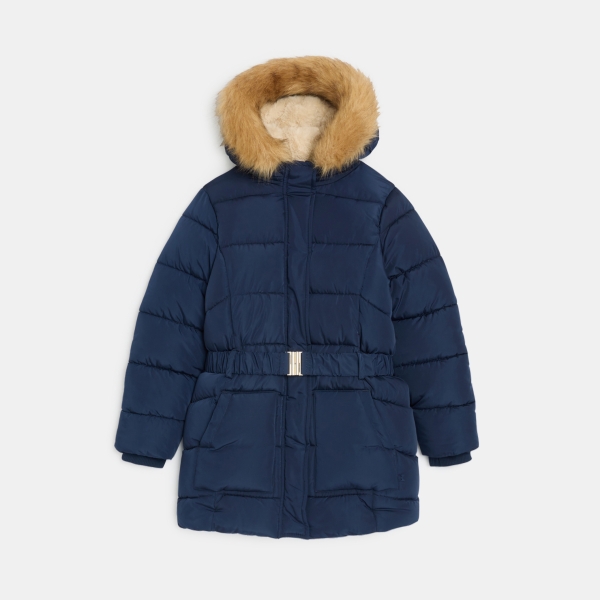 Parka matelassée déperlante bleu marine Fille