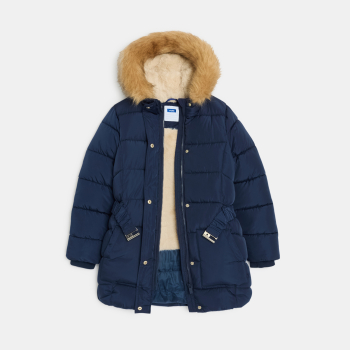 Parka matelassée déperlante bleu marine Fille