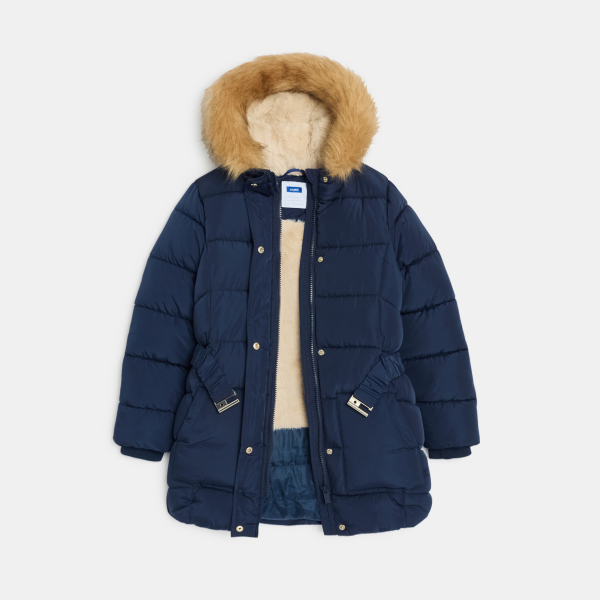 Parka matelassée déperlante bleu marine Fille