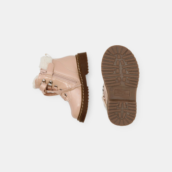 Bottes hiver fourrées vernies rose bébé fille