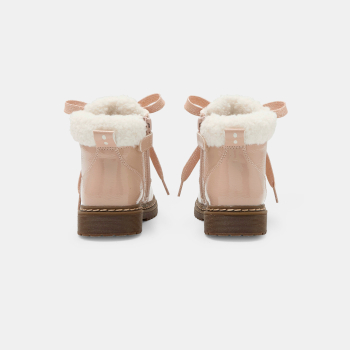 Bottes hiver fourrées vernies rose bébé fille