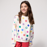Sweat-shirt imprimé pois multicolore blanc Fille