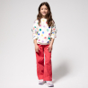 Sweat-shirt imprimé pois multicolore blanc Fille