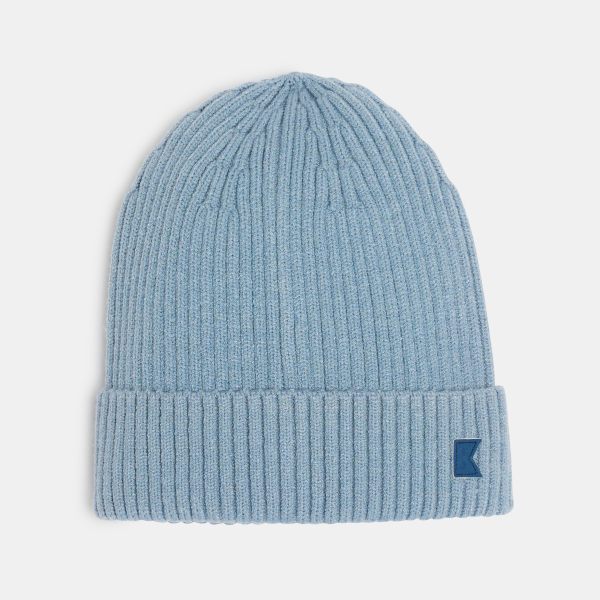 Bonnet côtelé à revers bleu Garçon