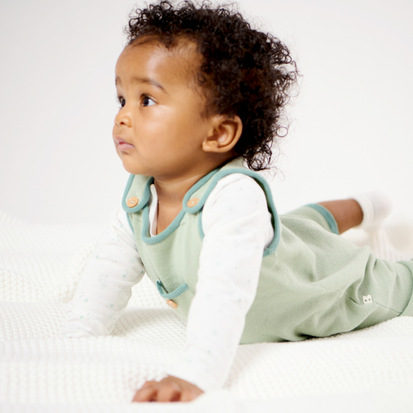 Salopette maille tricot et body vert bébé naissance garçon