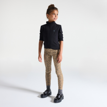 Leggings léopard en jersey marron Fille