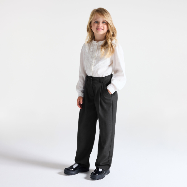 Pantalon de tailleur à pinces gris anthracite Fille