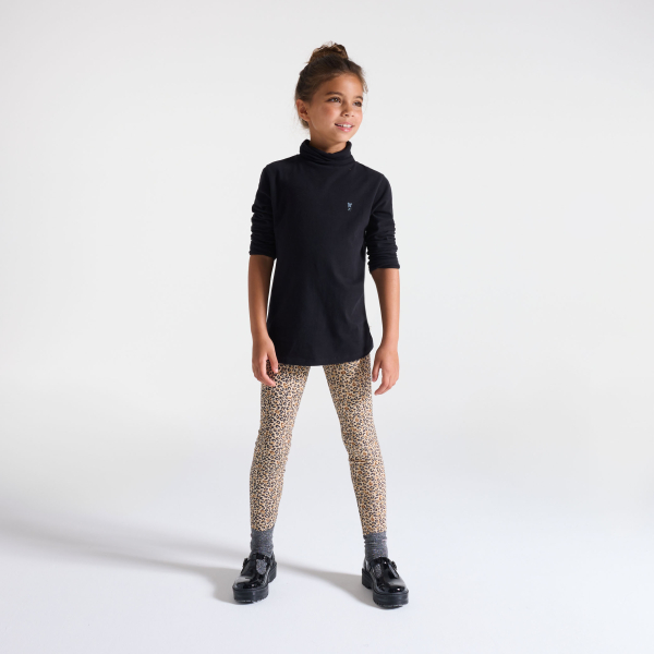 T-shirt col roulé noir fille