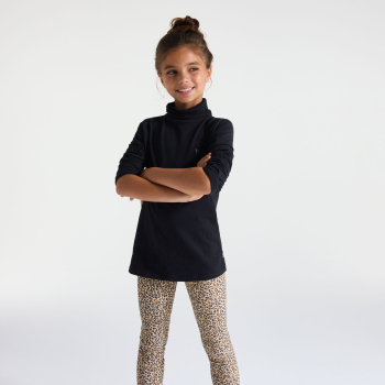 T-shirt col roulé noir fille