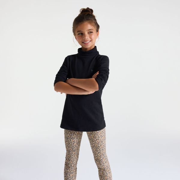 T-shirt col roulé noir fille