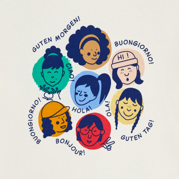 T-shirt manches longues à message blanc Fille