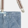 Pantalon velours côtelé à bretelles bleu bébé garçon