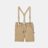 Bermuda à bretelles et t-shirt beige bébé garçon