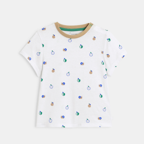 Bermuda à bretelles et t-shirt beige bébé garçon