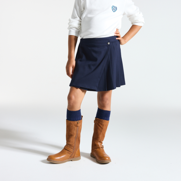 Jupe-short plissée bleu marine Fille