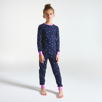 Pyjama 2 pièces en jersey imprimé bleu marine Fille