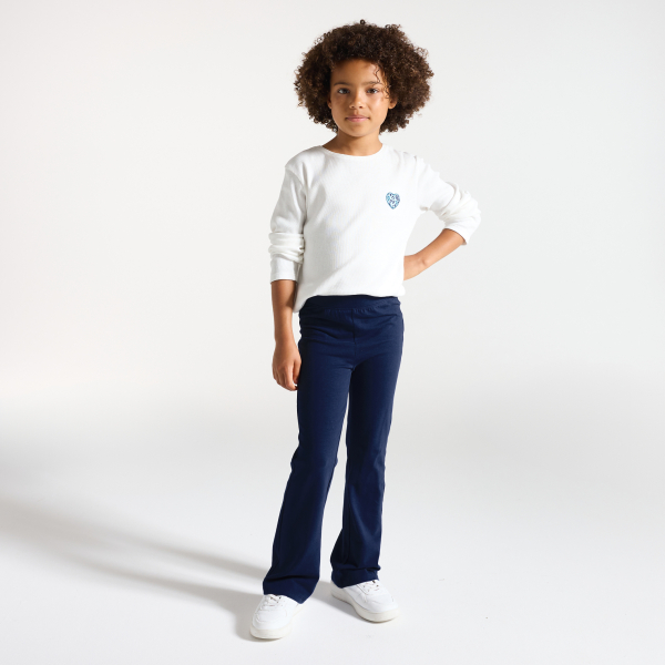 Legging flare uni bleu marine Fille