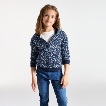 Sweat-shirt à capuche imprimé bleu Fille