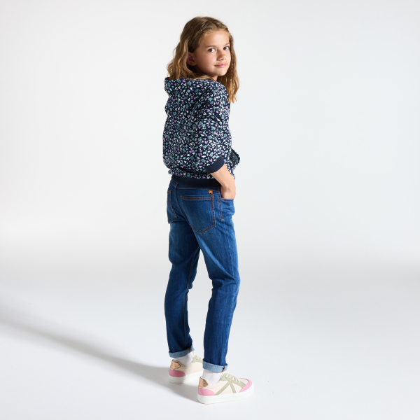 Sweat-shirt à capuche imprimé bleu Fille