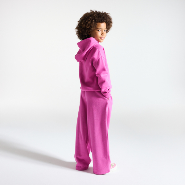 Jogging en molleton uni coupe large rose Fille