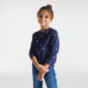 T-shirt fille bleu motifs colorés