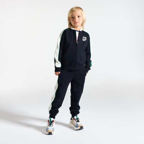 Sweat-shirt en molleton bicolore noir Garçon