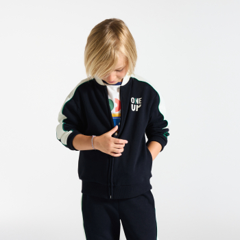 Sweat-shirt en molleton bicolore noir Garçon