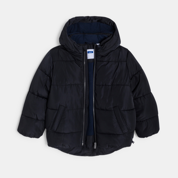 Doudoune chaude à capuche noir Garçon